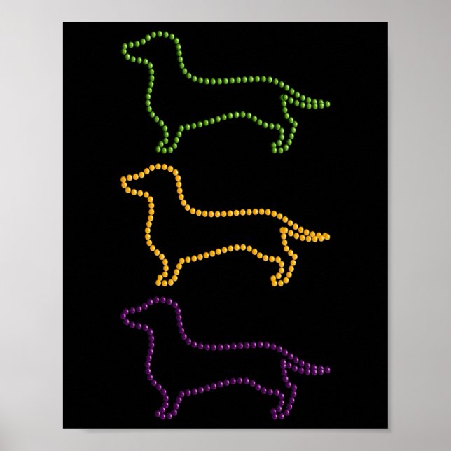 Dachshund Mardi Gras Beads  Poster (Front)