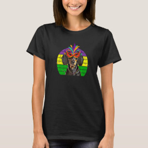 Dachshund Mardi Gras Party Dog Mask Beads T-Shirt