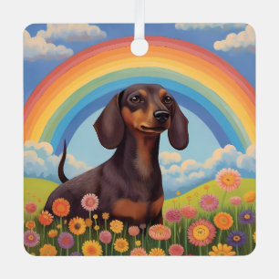 Dachshund Memorial Custom Dog Name Rainbow Bridge Metal Tree Decoration