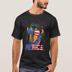 Dachshund Merica Sunglasses 4th Of July American T-Shirt