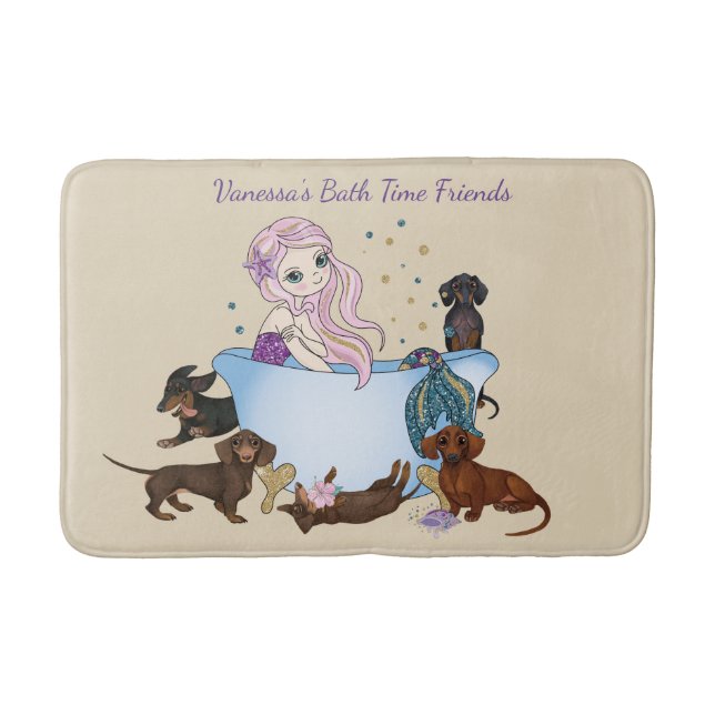 Dachshund Mermaid Bath Mat (Front)