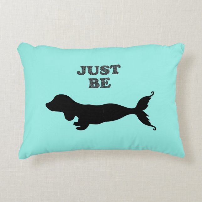 Dachshund Mermaid Silhouette Throw Pillow (Front)