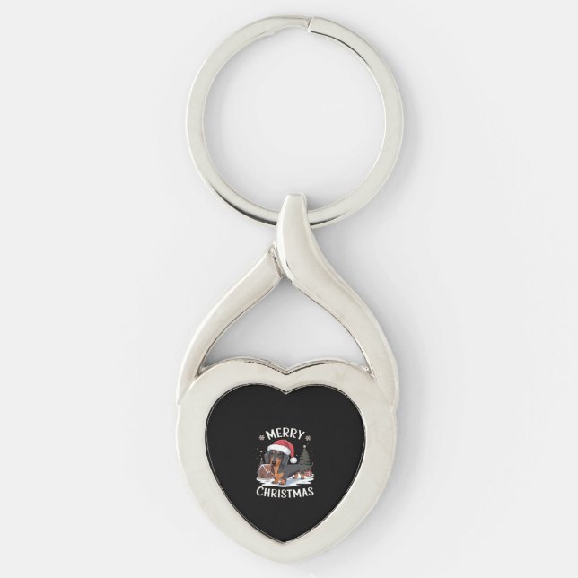 Dachshund Merry Christmas Classic T-Shirt Key Ring (Front)