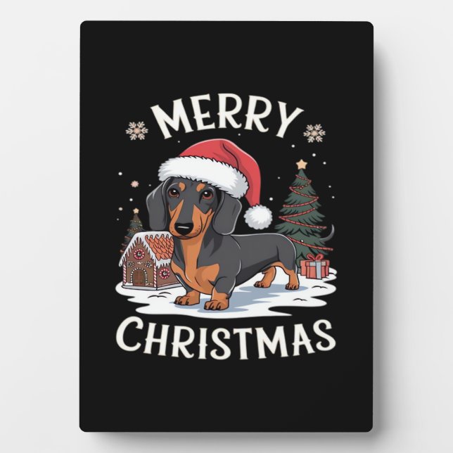 Dachshund Merry Christmas Classic T-Shirt Plaque (Front)