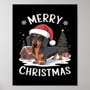 Dachshund Merry Christmas Classic T-Shirt Poster