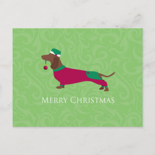 Dachshund - Merry Christmas Design Holiday Postcard