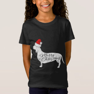 Dachshund Merry Christmas I Doxie Santa Silhouette T-Shirt