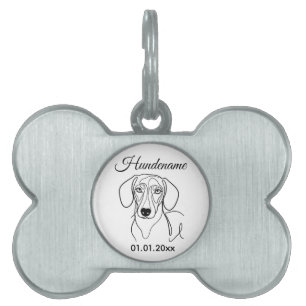 Dachshund Minimalist Line Art Personalized Tag