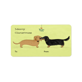 Dachshund Mistletoe Kiss - Wiener Dog Christmas Label