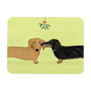 Dachshund Mistletoe Kiss - Wiener Dog Christmas Magnet