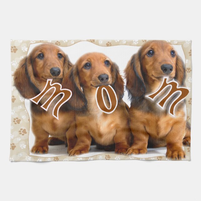Dachshund MOM Tea Towel (Horizontal)
