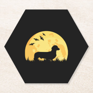 Dachshund Moon Halloween Dachshund Lovers Paper Coaster
