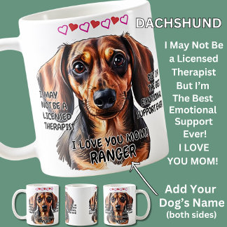 Dachshund Mug, Add Dog's Name, Can Change Text Coffee Mug