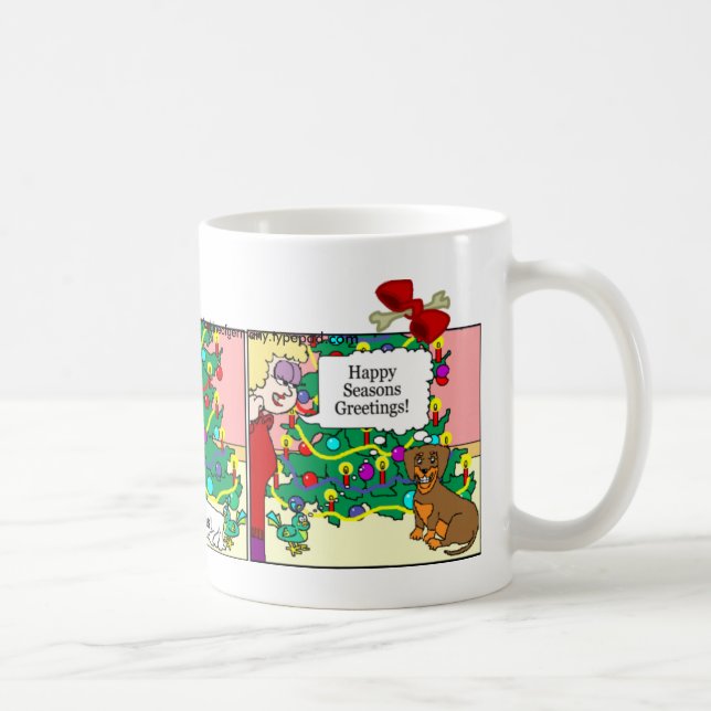 Dachshund Mug: Seasons Greetings Coffee Mug (Right)