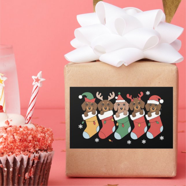 Dachshund Mum Christmas Dog Lover Gift New Year  Rectangular Sticker (Party)