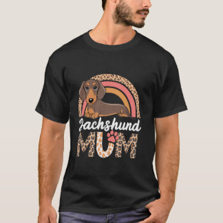 Dachshund Mum Mama Mummy Dog Mum Rainbow Leopard M T-Shirt