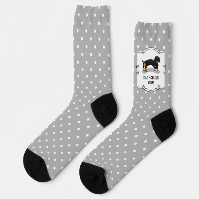 Dachshund Mum (S black & tan) - Cute dog mum Socks (Left)