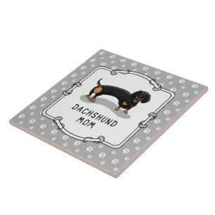 Dachshund Mum (S black & tan) - Cute dog mum Tile