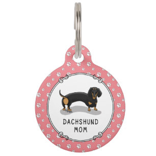 Dachshund Mum (S black & tan) - Cute dog Pet Tag