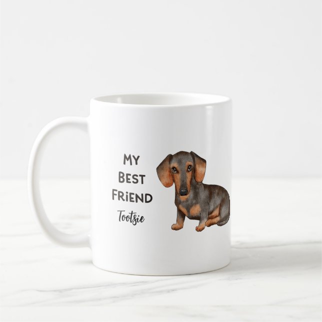 Dachshund My Best Friend Custom Name Coffee Mug (Left)
