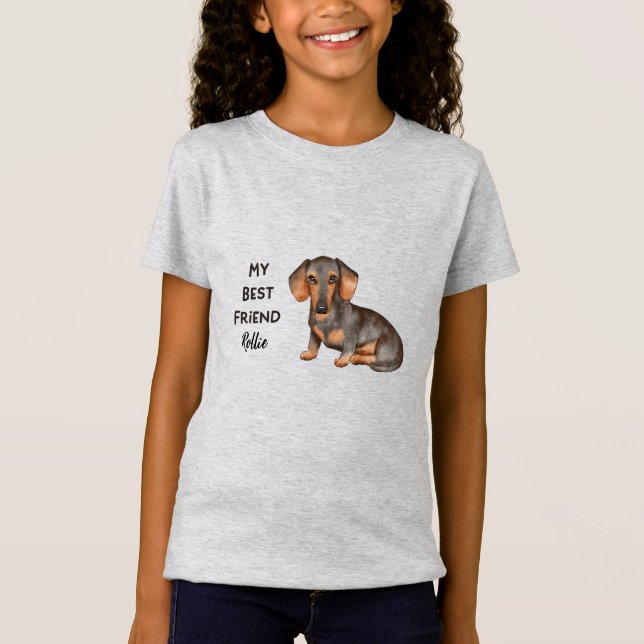 Dachshund My Best Friend Custom Pet Name   T-Shirt (Front)