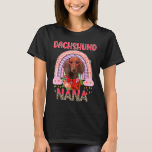 Dachshund Nana Cute Rainbow Rainy Dog  Mother's Da T-Shirt