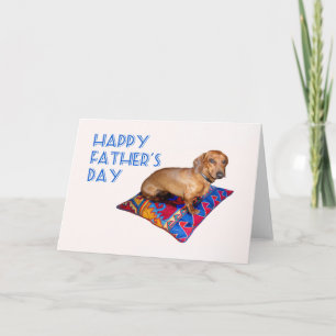 Dachshund on cushion, Happy Father's Day Card