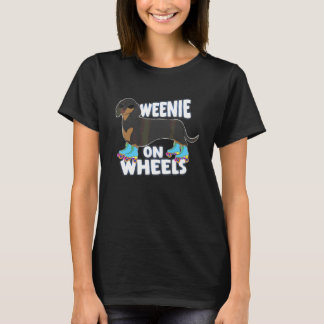 Dachshund On Wheels Roller Skates  Sunglasses T-Shirt