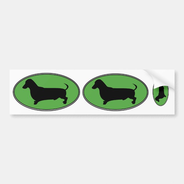 Dachshund Oval Green-Plain Bumper Sticker (Front)