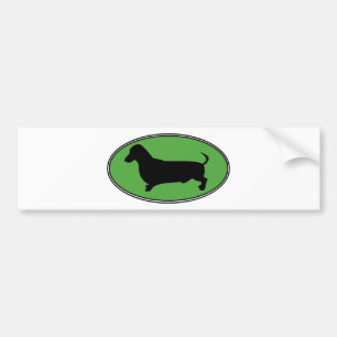 Dachshund Oval Green-Plain Bumper Sticker