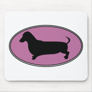 Dachshund Oval Pink Mouse Pad