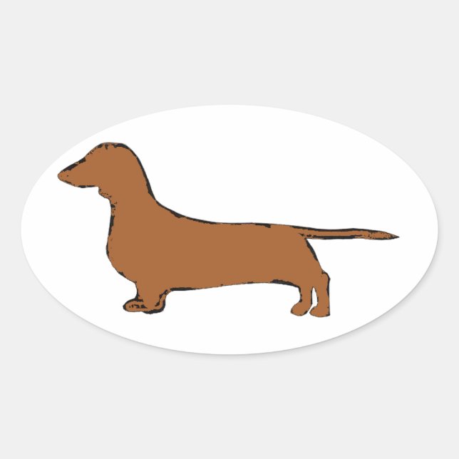 dachshund oval sticker (Front)