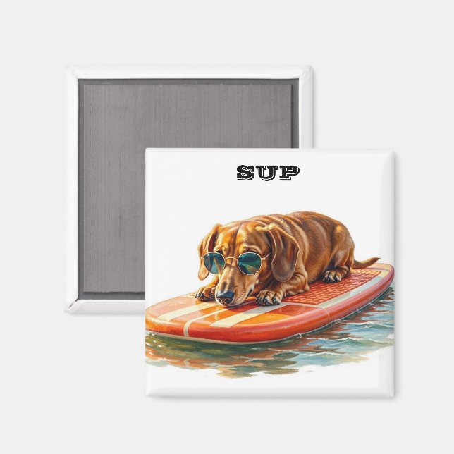 Dachshund Paddle Boarding Magnet (Front/Back)