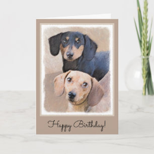 Dachshund Painting - Cute Original Dog Art Card