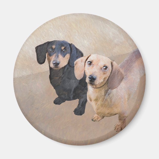 Dachshund Painting - Cute Original Dog Art Magnet (Front)