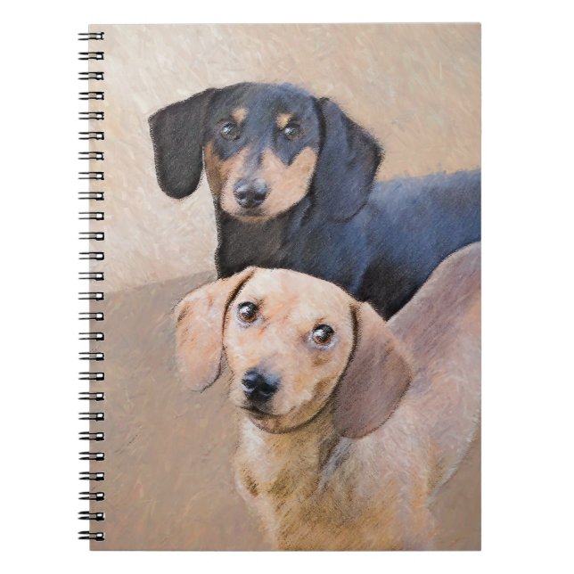 Dachshund Painting - Cute Original Dog Art Notebook (Front)