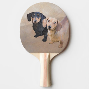 Dachshund Painting - Cute Original Dog Art Ping Pong Paddle