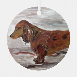 Dachshund Painting Ornament by Willowcatdesigns
