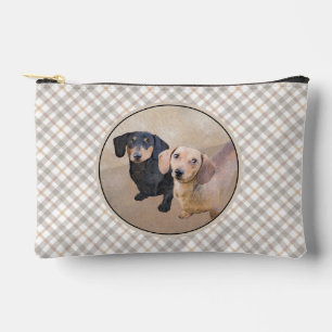 Dachshund Painting Smooth Black & Tan Red Dog Art Accessory Pouch