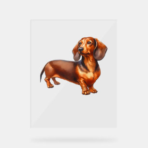 Dachshund Painting - Weiner Dog Watercolor Paintin Acrylic Sign