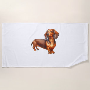 Dachshund Painting - Weiner Dog Watercolor Paintin Beach Towel