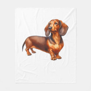 Dachshund Painting - Weiner Dog Watercolor Paintin Fleece Blanket