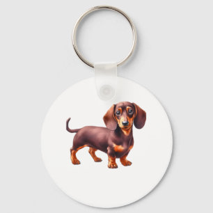 Dachshund Painting - Weiner Dog Watercolor Paintin Key Ring