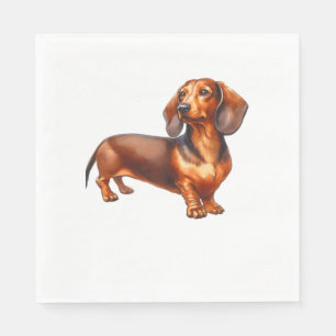 Dachshund Painting - Weiner Dog Watercolor Paintin Napkin