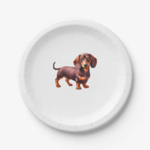 Dachshund Painting - Weiner Dog Watercolor Paintin Paper Plate