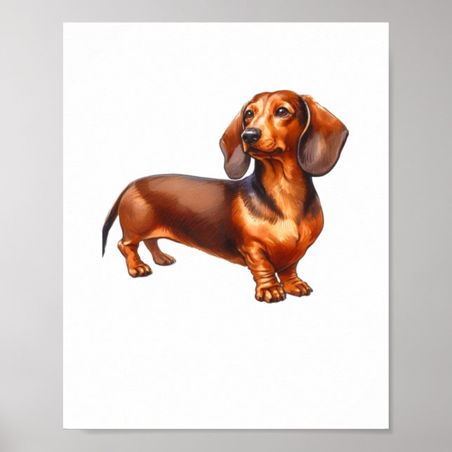 Dachshund Painting - Weiner Dog Watercolor Paintin Poster (Front)