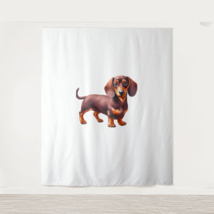 Dachshund Painting - Weiner Dog Watercolor Paintin Tapestry