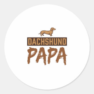 Dachshund Papa Vintage Engraving Dog Dad Design_1 Classic Round Sticker