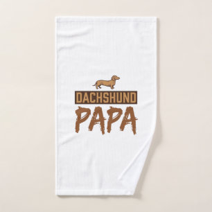 Dachshund Papa Vintage Engraving Dog Dad Design_1 Hand Towel