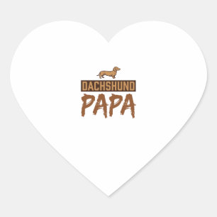 Dachshund Papa Vintage Engraving Dog Dad Design_1 Heart Sticker